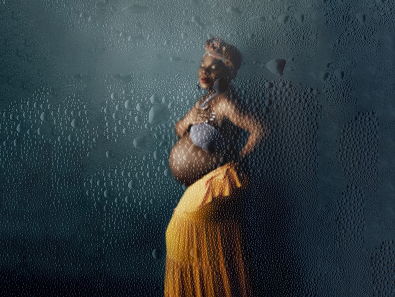Portrait Studio in Louisville KY, creative portrait of pregnant woman with water texture added